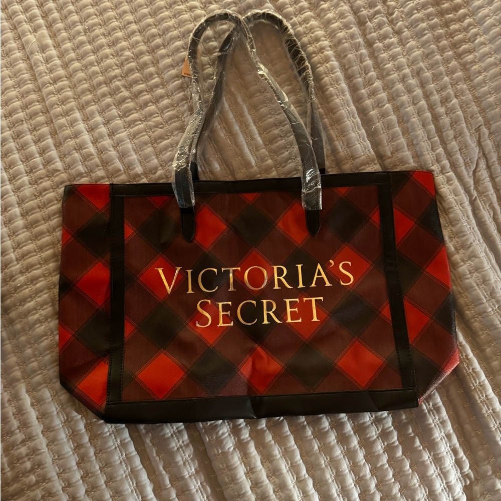 Victoria's Secret Red and Black Plaid Tote